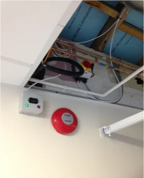 UV-C system alarm panel and fire detection equipment at Maidstone Hospital