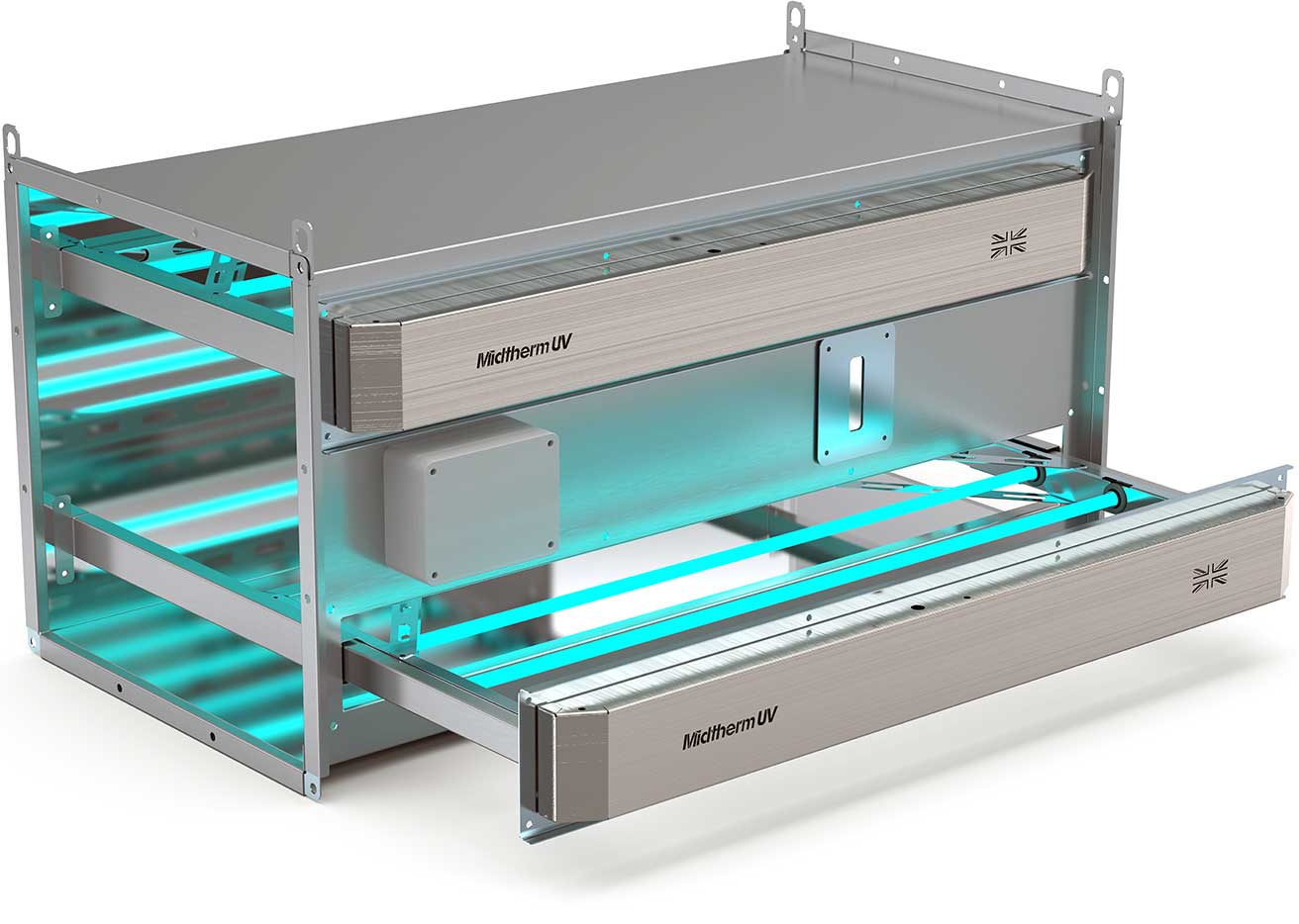 Midtherm UV's in-duct UV-C air purifier, which can be installed into existing HVAC systems.